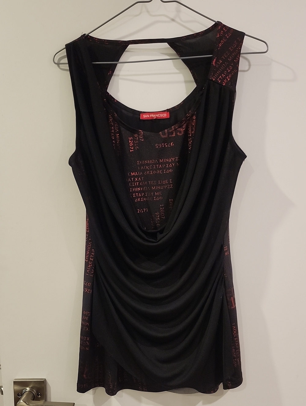 P2P 17" Black Sleeveless Draped Neck Top
